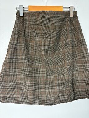 Old Navy Plaid A-Line Skirt in Brown and Tan